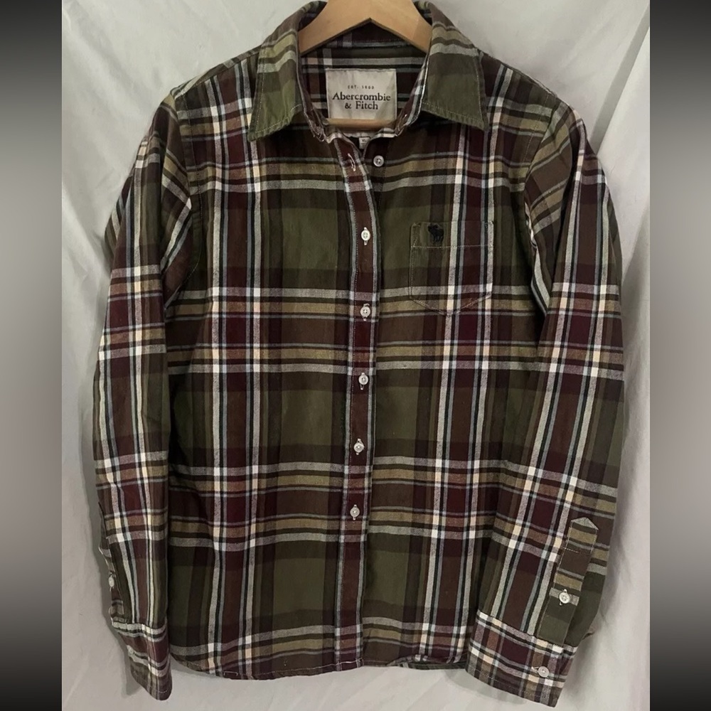 Abercrombie Juniors Women’s Green Brown Flannel Shirt Sz XL Super Comfortable!